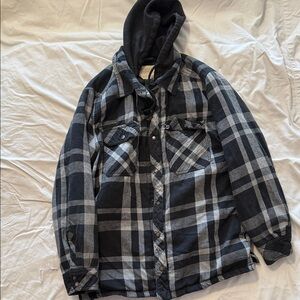 Boston Traders Black and Gray Plaid Shirt Jacket